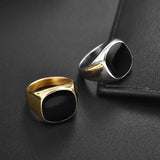 Simple Black Gold-Silver Signet Rings signet rings Viking Warriors