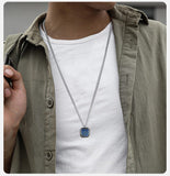 Square Natural Stone Necklace necklace Viking Warriors