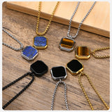 Square Natural Stone Necklace necklace Viking Warriors