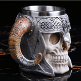 Stainless Steel Viking Warrior Skull Beer Mug Drinkware Viking Warriors