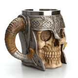 Stainless Steel Viking Warrior Skull Beer Mug Drinkware Viking Warriors