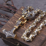Thor's Hammer Wolves King's chain Necklace Necklaces Viking Warriors