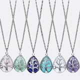 Tree of Life Crystal Amethyst Rose Quartz Tiger Eye Necklace necklace Viking Warriors