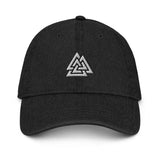 Valknut Embroidered Denim Hat Hats Viking Warriors