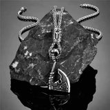 Viking Axe Necklace with Rune Viking Warriors