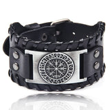 Viking Compass Leather Wristband Wristbands Viking Warriors