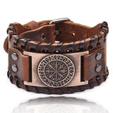 Viking Compass Leather Wristband Wristbands Viking Warriors