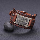 Viking Compass Leather Wristband Wristbands Viking Warriors