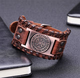 Viking Compass Leather Wristband Wristbands Viking Warriors