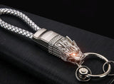 Wolf Head LED Light Leather Keychain Keychains Viking Warriors