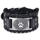 Wolf Paw Runes Leather Wristband Bracelets Viking Warriors