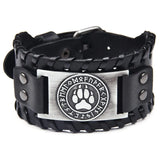 Wolf Paw Runes Leather Wristband Bracelets Viking Warriors