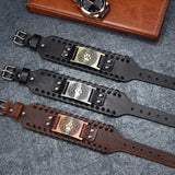 Wolf Paw Runes Leather Wristband Bracelets Viking Warriors