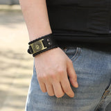 Wolf Paw Runes Leather Wristband Bracelets Viking Warriors
