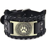 Wolf Paw Runes Leather Wristband Bracelets Viking Warriors