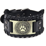 Wolf Paw Runes Leather Wristband Bracelets Viking Warriors