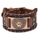 Wolf Paw Runes Leather Wristband Bracelets Viking Warriors