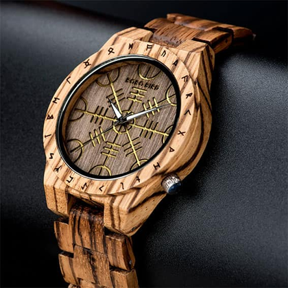 Viking Helm of Awe Wooden Watch
