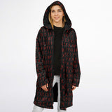 Viking Rune Cloak — Red Norse Runes Hooded Zipper Coat