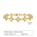 18K Gold Plated Cubic Zirconia Clover Bracelet Bracelet Viking Warriors