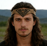 Viking Medieval Embossed Leather Headband