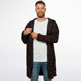 Viking Rune Cloak — Red Norse Runes Hooded Zipper Coat