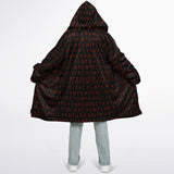 Viking Rune Cloak — Red Norse Runes Hooded Zipper Coat