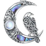 Viking raven and moon jewelry detail