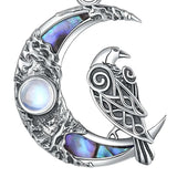 Viking raven and moon jewelry detail
