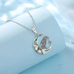 925 Sterling Silver Abalone Shell Raven Moon Necklace Viking Warriors