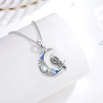 925 Sterling Silver Abalone Shell Raven Moon Necklace Viking Warriors