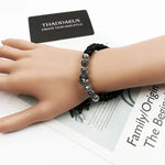 925 Sterling Silver Skull Cross Obsidian Beads Bracelet Bracelet Viking Warriors