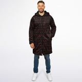 Viking Rune Cloak — Red Norse Runes Hooded Zipper Coat