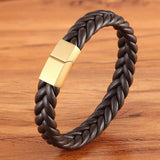 Classic Stainless Steel Braided Leather Bracelet