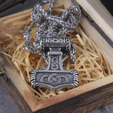 Mjolnir Pendant Necklace with Wooden Gift Box