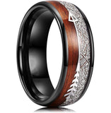 Black Koa Wood Inlay Titanium Wedding Ring