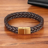 Classic Stainless Steel Braided Leather Bracelet