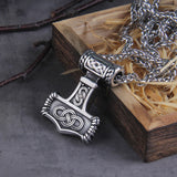 Mjolnir Pendant Necklace with Wooden Gift Box