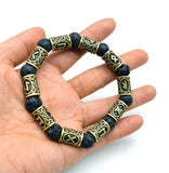 Viking Runes Lava Stone Beads Bracelet