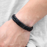 Classic Stainless Steel Braided Leather Bracelet