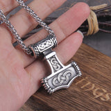 Mjolnir Pendant Necklace with Wooden Gift Box