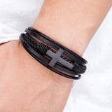 Men's Luxury Cross Leather Bracelet