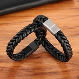 Classic Stainless Steel Braided Leather Bracelet
