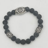 Viking Runes Lava Stone Beads Bracelet