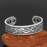 Viking Dragon Cuff Bracelet - Norse Knotwork Bangle