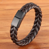 Classic Stainless Steel Braided Leather Bracelet