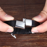 Classic Stainless Steel Braided Leather Bracelet