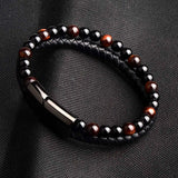 Natural Stone Leather Beaded Bracelet