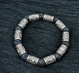 Viking Runes Lava Stone Beads Bracelet