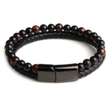 Natural Stone Leather Beaded Bracelet